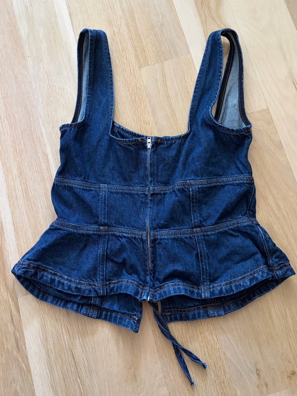 Reformation x Kacey Musgraves Dallas Organic Cotton Blend Denim Corset Top - Picture 4 of 6